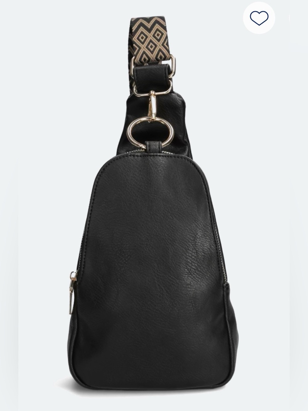 Moda Luxe Black Leather Crossbody with Patterned Strap - Picture 4 of 5